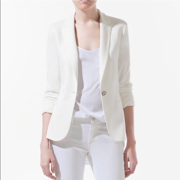 zara basic white blazer